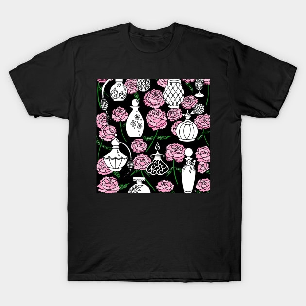 Perfume and Peonies Black Palette T-Shirt by HLeslie Design